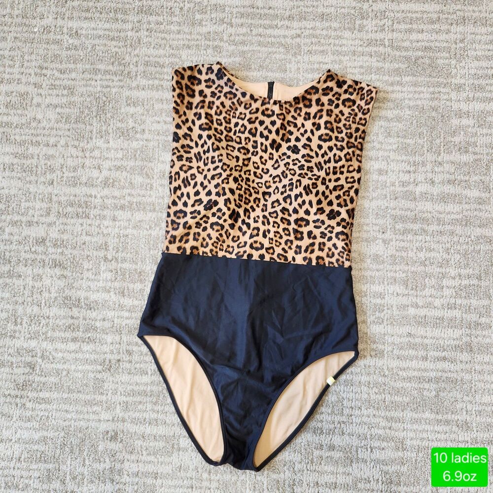 Summersalt The Surf one piece swimsuit animal print black colorblock size 10